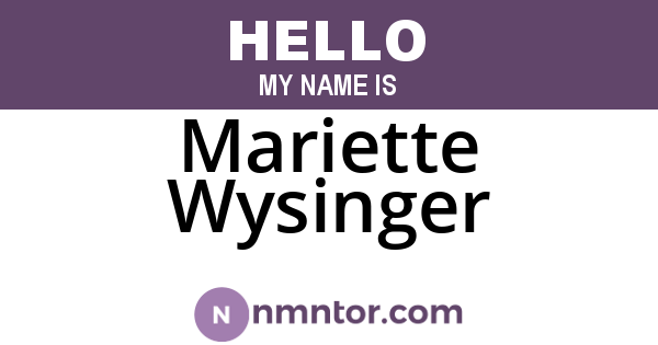 Mariette Wysinger