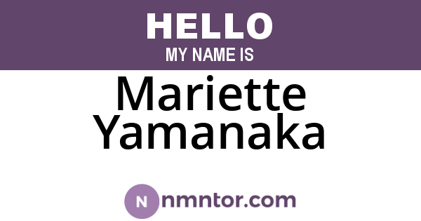 Mariette Yamanaka