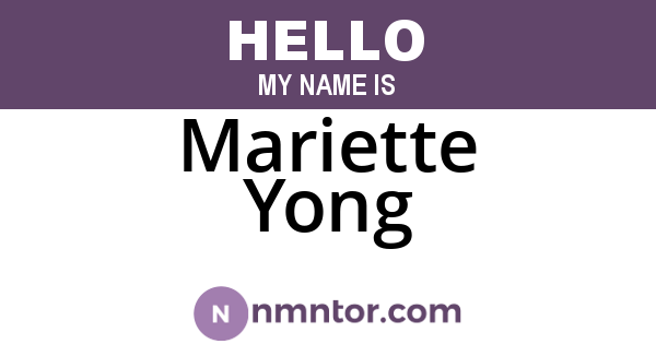 Mariette Yong