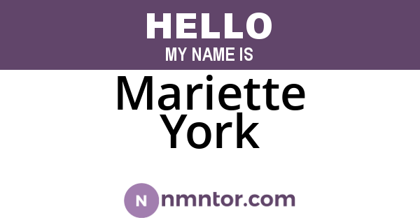 Mariette York