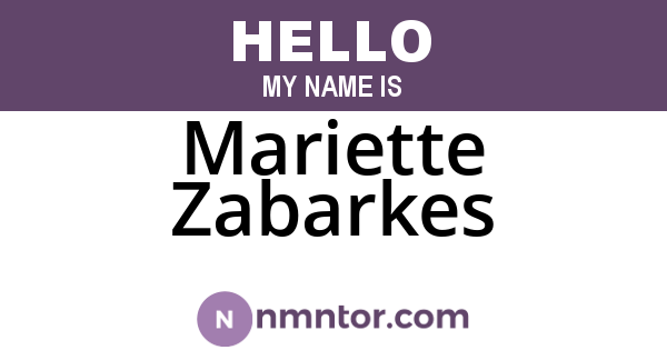 Mariette Zabarkes