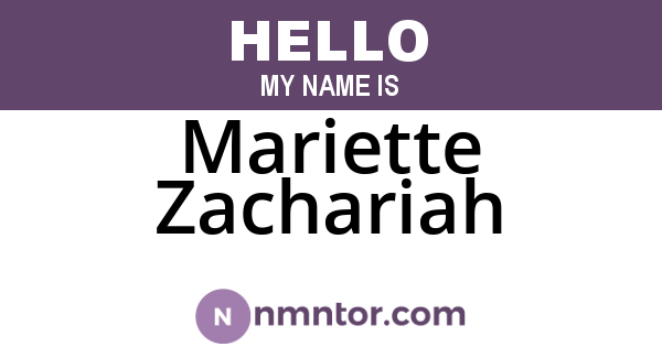 Mariette Zachariah