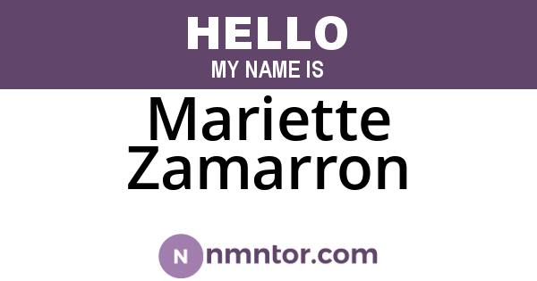 Mariette Zamarron