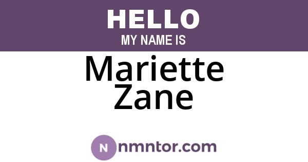 Mariette Zane