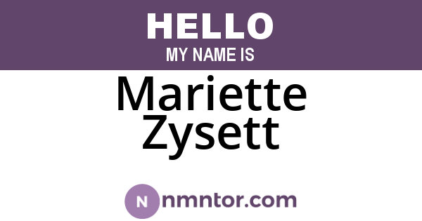 Mariette Zysett
