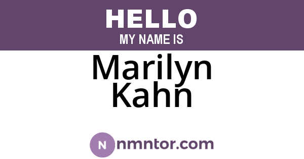 Marilyn Kahn