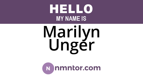 Marilyn Unger