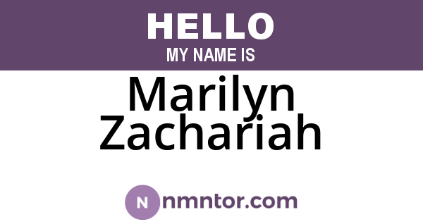 Marilyn Zachariah