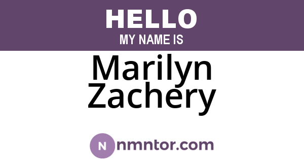 Marilyn Zachery
