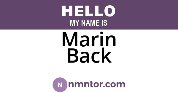 Marin Back