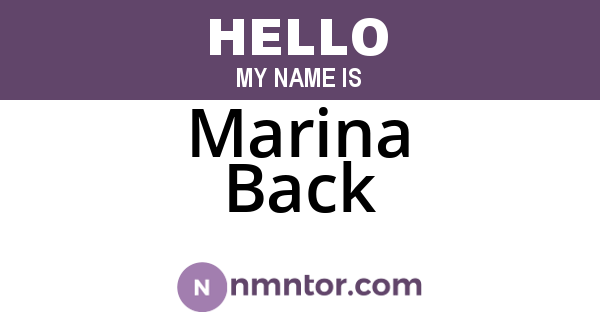Marina Back
