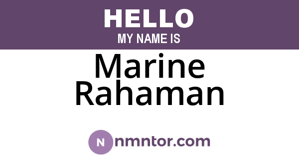 Marine Rahaman