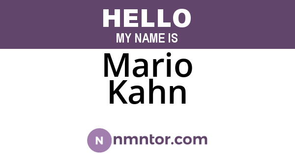 Mario Kahn