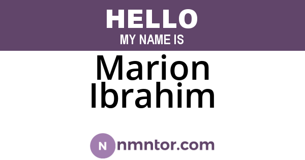 Marion Ibrahim