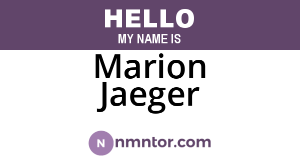 Marion Jaeger