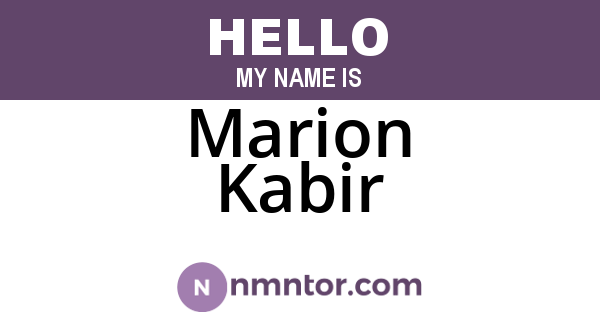 Marion Kabir