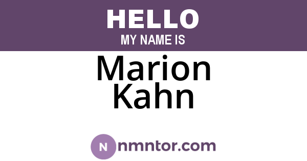 Marion Kahn