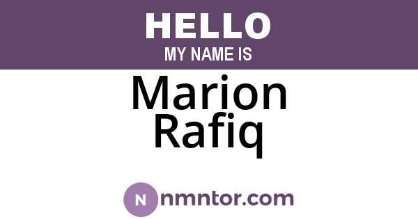 Marion Rafiq