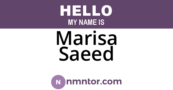 Marisa Saeed