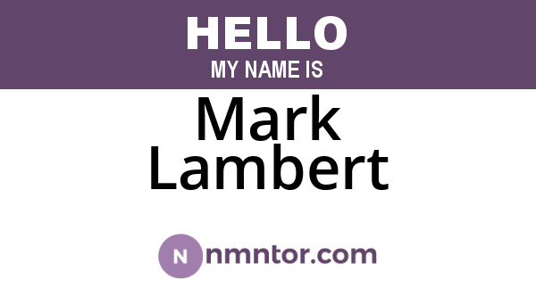 Mark Lambert