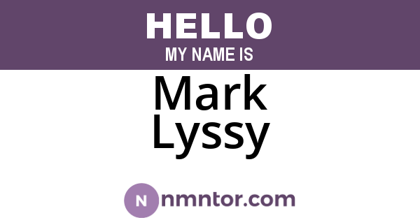 Mark Lyssy
