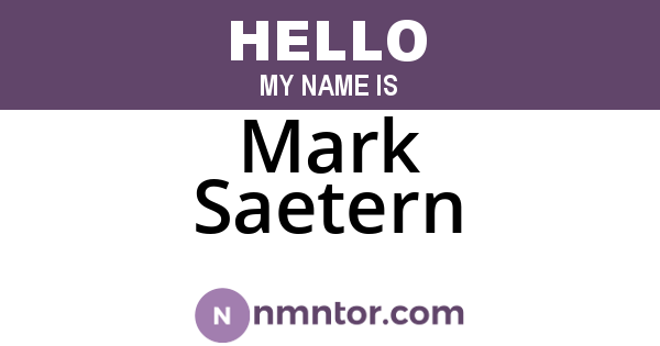 Mark Saetern
