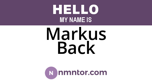 Markus Back