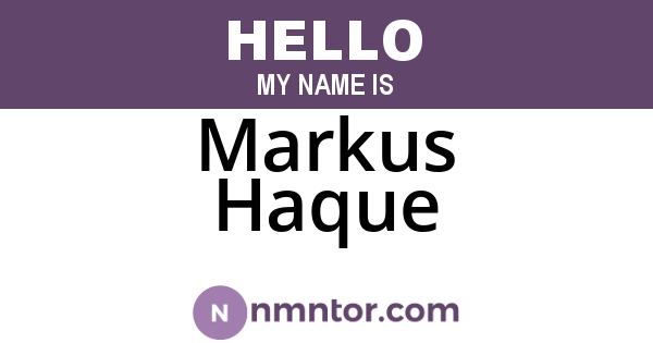 Markus Haque