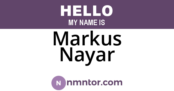 Markus Nayar