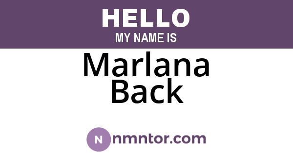 Marlana Back