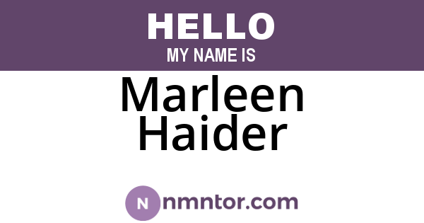 Marleen Haider