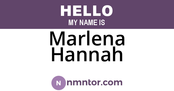 Marlena Hannah