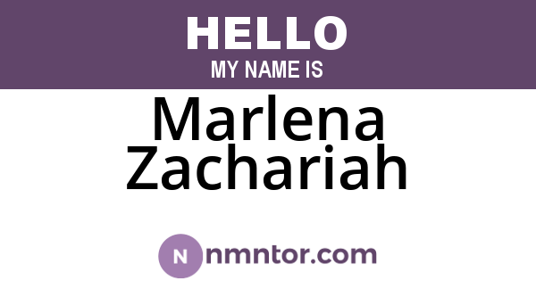Marlena Zachariah