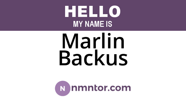 Marlin Backus