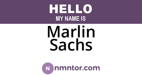 Marlin Sachs