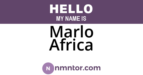 Marlo Africa