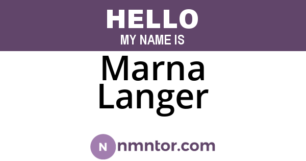 Marna Langer