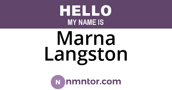 Marna Langston