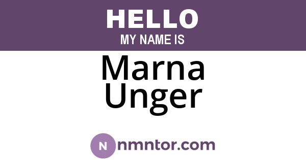 Marna Unger