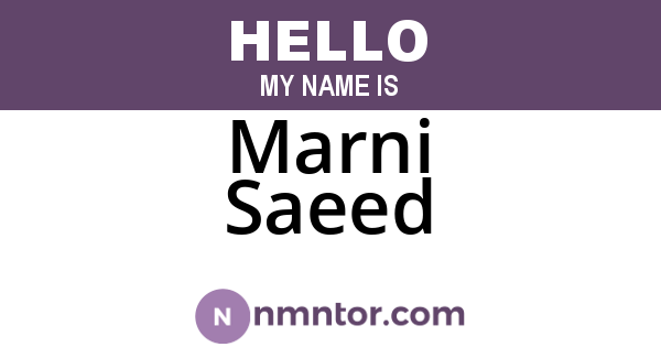 Marni Saeed