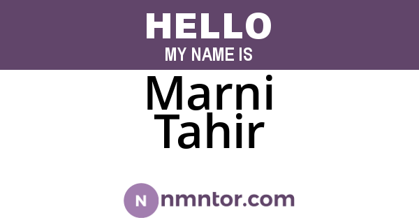 Marni Tahir
