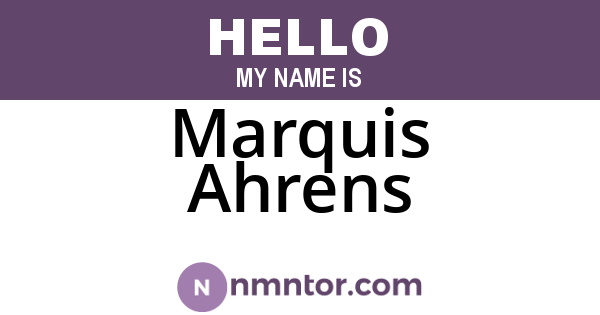 Marquis Ahrens