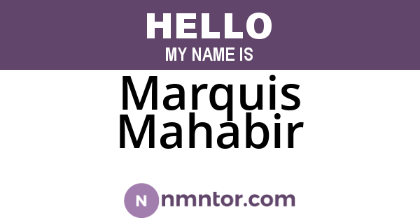 Marquis Mahabir