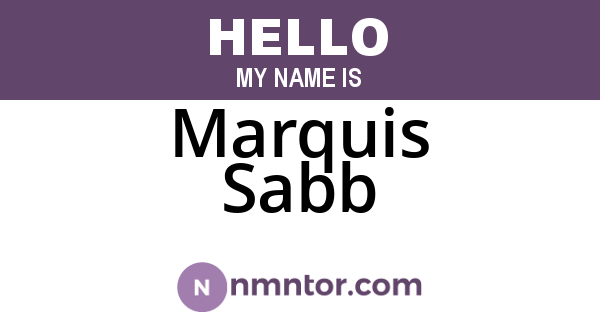 Marquis Sabb