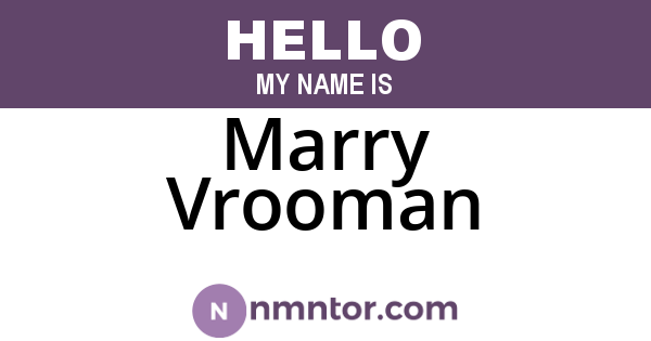 Marry Vrooman
