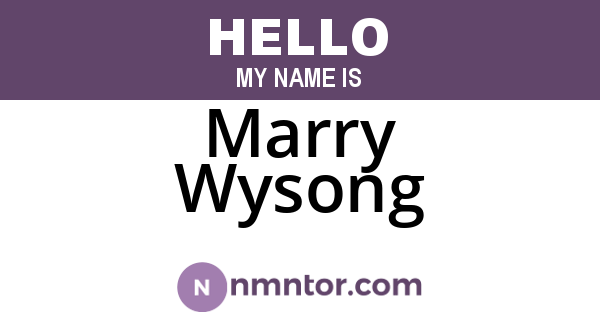 Marry Wysong