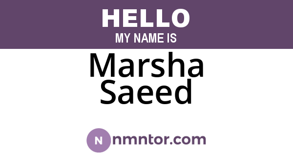 Marsha Saeed