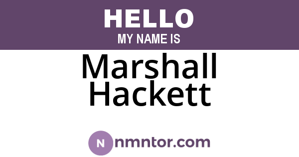Marshall Hackett