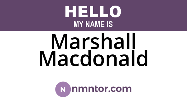 Marshall Macdonald