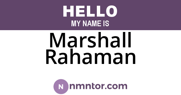 Marshall Rahaman